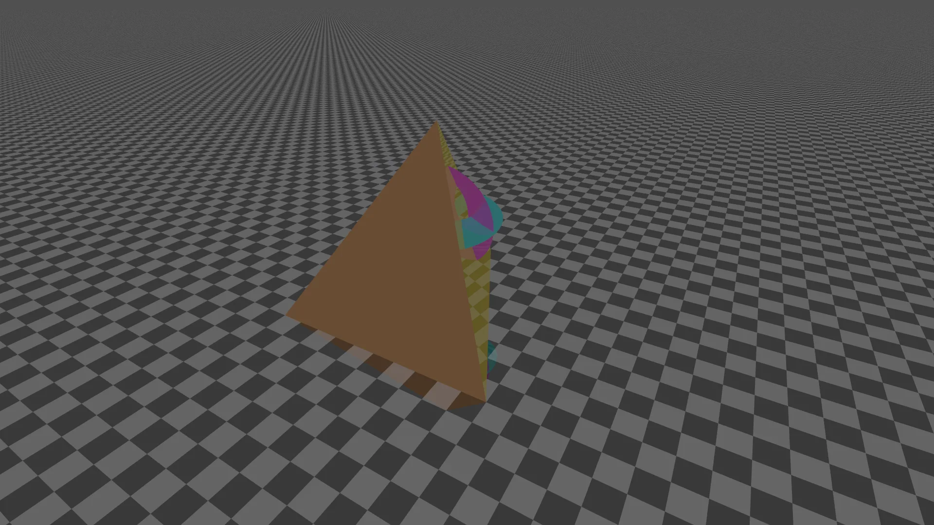 Pyramide sur un plan en damier