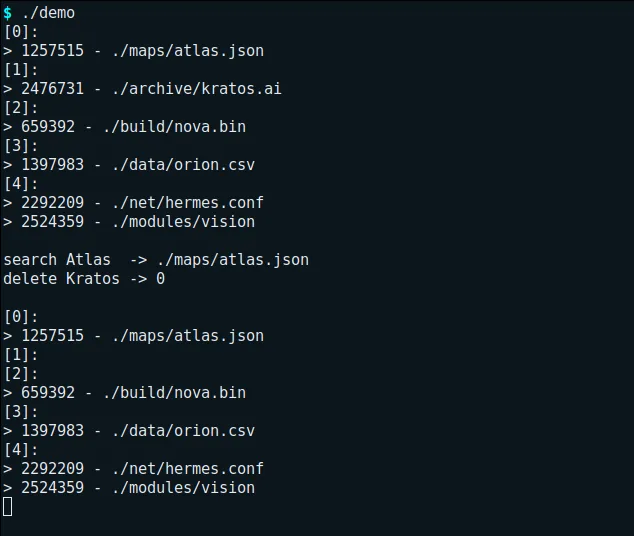 Insertion, recherche et suppression dans une table à 5 alvéoles